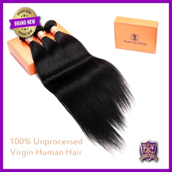 3 Bundle 100% Brazilian Virgin Hair Extensions 18-22 Inch Straight Quick Weave main image 4